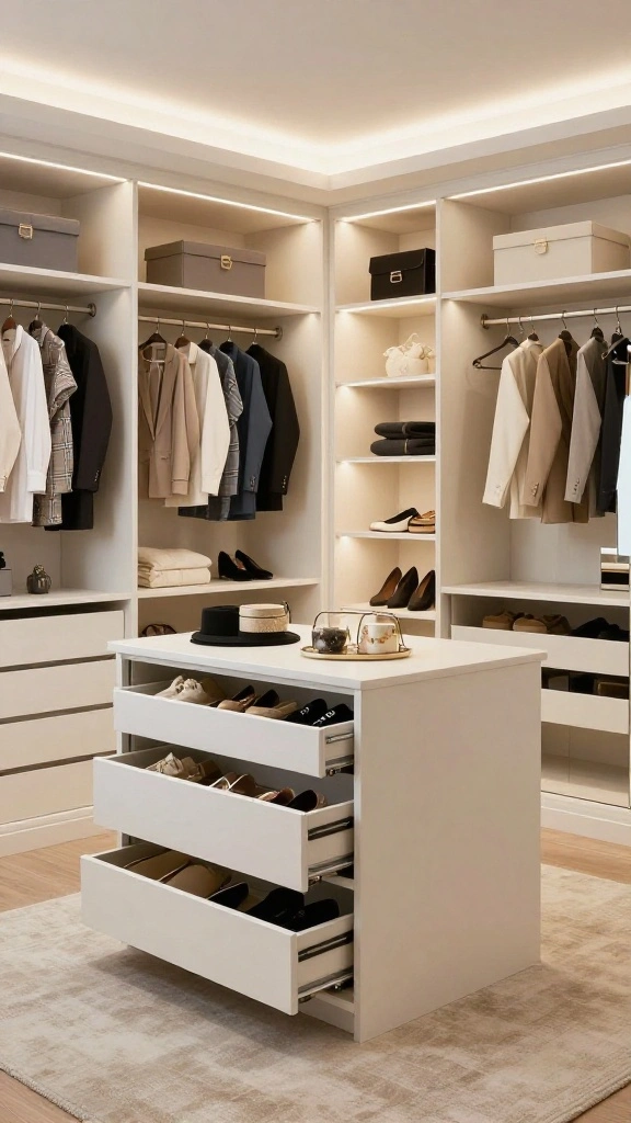 13 Bedroom Wardrobe Design Ideas for Built-In Freestanding and Walk-In Storage - 8. Walk-In Closet with Smart Storage Solutions 1
