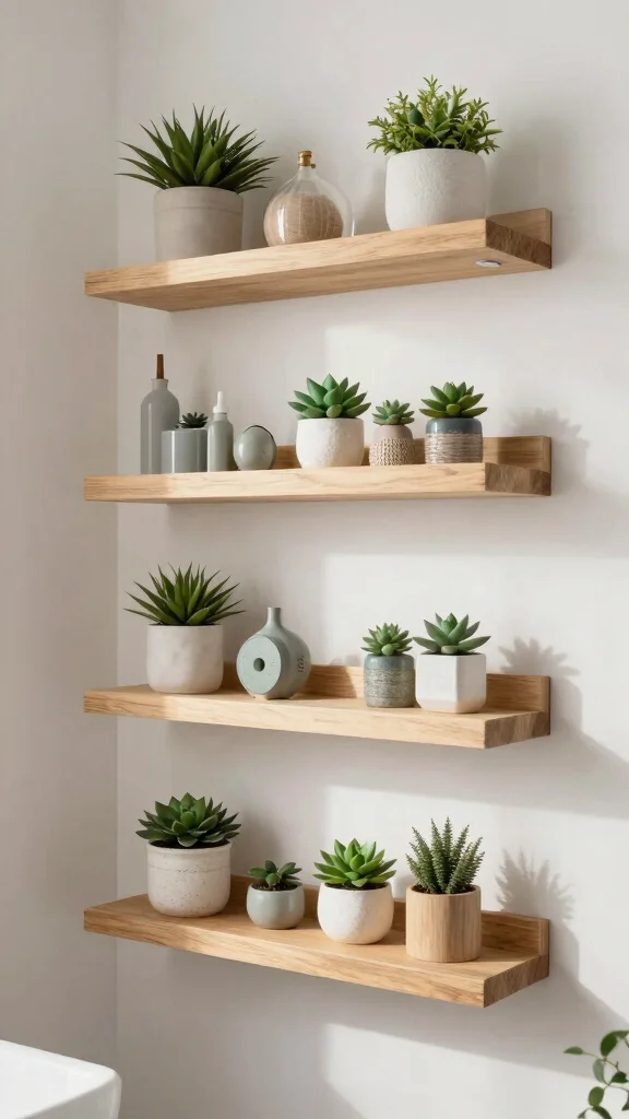 13 Budget Bathroom Decor Ideas That Look Expensive - 9. Decorative Wall Shelves 1