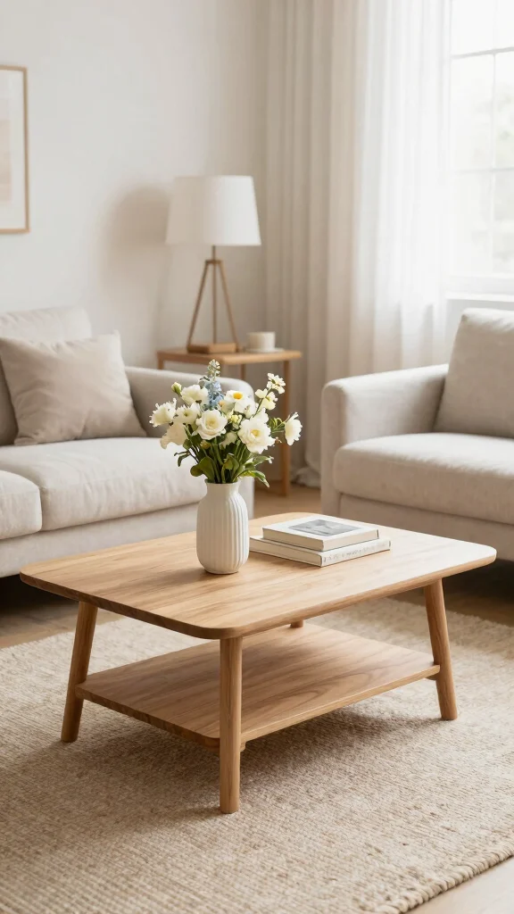 13 Living Room Coffee Table Ideas for Style Storage and Proportion - 10. Scandinavian-Style Coffee Table 1