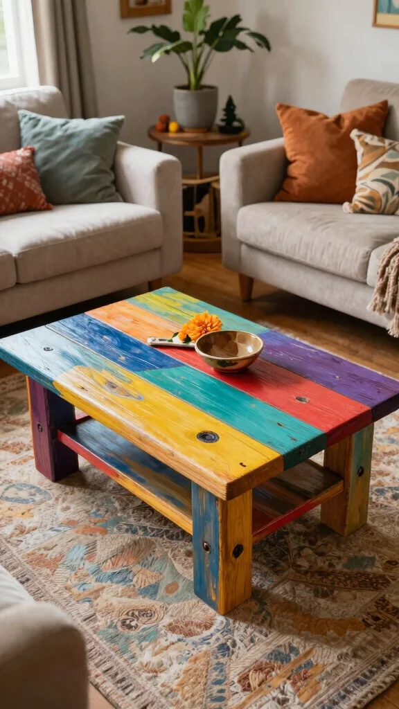 13 Living Room Coffee Table Ideas for Style Storage and Proportion - 12. Creative DIY Coffee Table 1