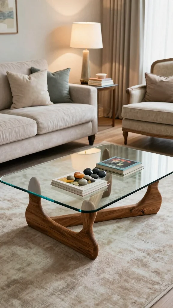 13 Living Room Coffee Table Ideas for Style Storage and Proportion - 5. Glass-Top Coffee Table 1