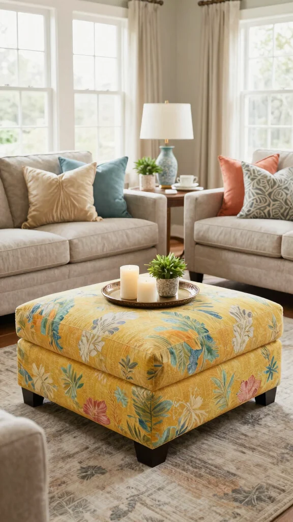 13 Living Room Coffee Table Ideas for Style Storage and Proportion - 6. Ottoman Coffee Table 1