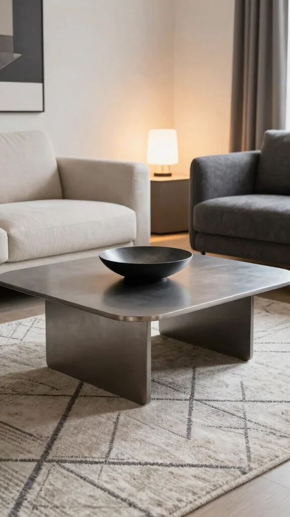 13 Living Room Coffee Table Ideas for Style Storage and Proportion - 7. Minimalist Metal Coffee Table 1
