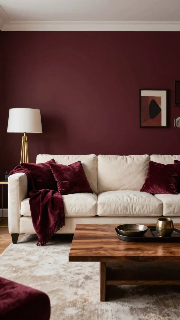13 Living Room Color Scheme Ideas for a Harmonious Styled Space - 6. Rich Burgundy and Cream 1
