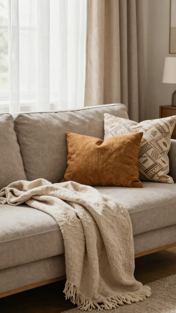 13 Living Room Furniture Ideas for a Stylish Functional Space - 13. Personal Touches with Textiles 1