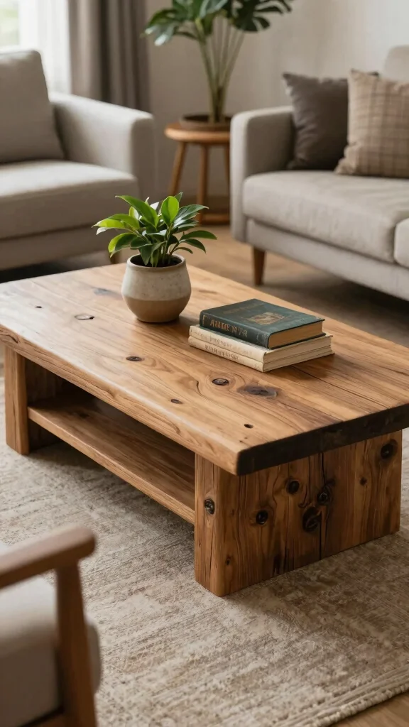 13 Living Room Furniture Ideas for a Stylish Functional Space - 2. Reclaimed Wood Coffee Tables 1