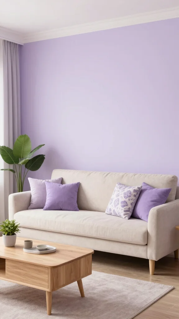 13 Living Room Paint Color Ideas for a Fresh Cohesive Space - 10. Light Lavender 1