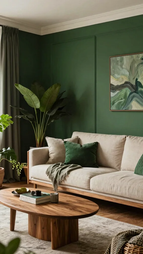 13 Living Room Paint Color Ideas for a Fresh Cohesive Space - 13. Deep Forest Green 1