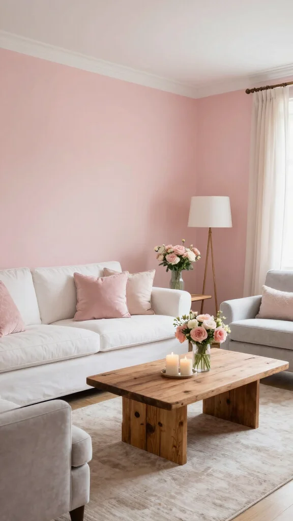 13 Living Room Paint Color Ideas for a Fresh Cohesive Space - 3. Soft Blush Pink 1