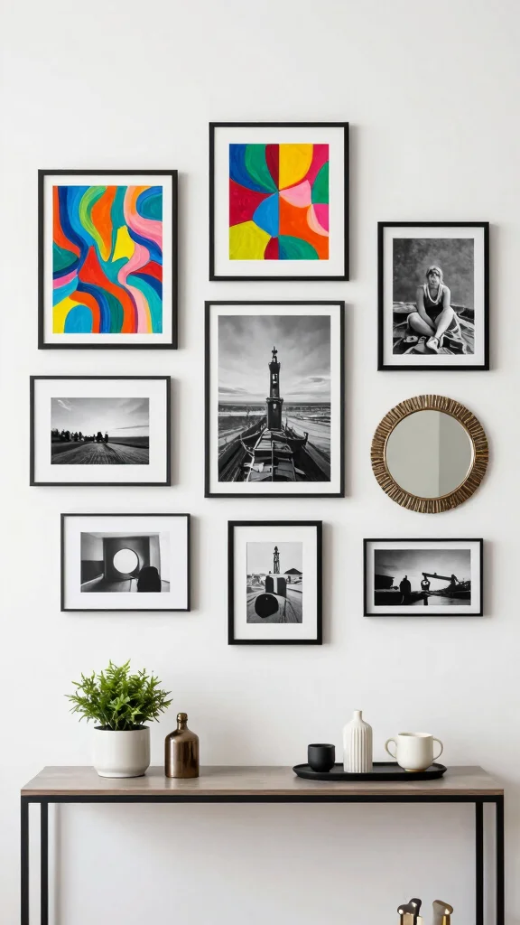 13 Living Room Wall Decor Ideas for Art Shelves and Statement Walls - 4. Gallery Wall with a Twist 1