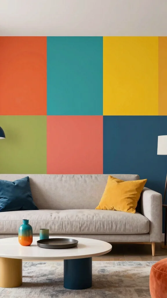 13 Living Room Wallpaper Ideas for Every Style From Bold to Subtle - 10. Bold Color Blocks 1