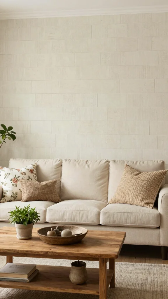 13 Living Room Wallpaper Ideas for Every Style From Bold to Subtle - 11. Farmhouse Charm 1