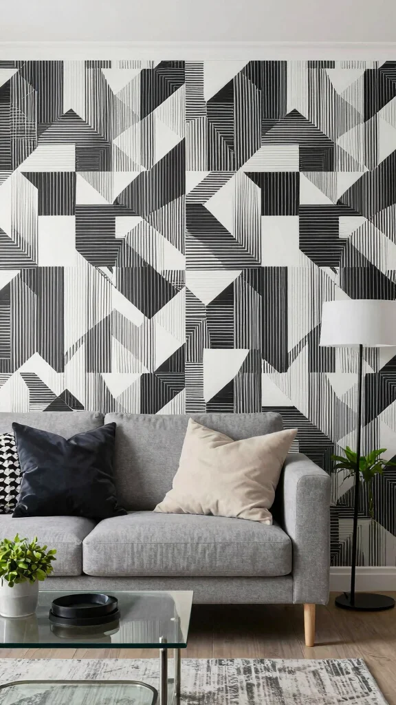 13 Living Room Wallpaper Ideas for Every Style From Bold to Subtle - 2. Geometric Patterns for Modern Living 1