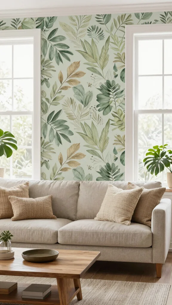 13 Living Room Wallpaper Ideas for Every Style From Bold to Subtle - 5. Nature-Inspired Designs 1