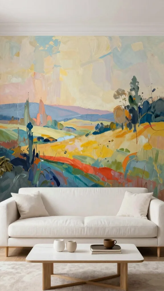 13 Living Room Wallpaper Ideas for Every Style From Bold to Subtle - 9. Art-Inspired Murals 1