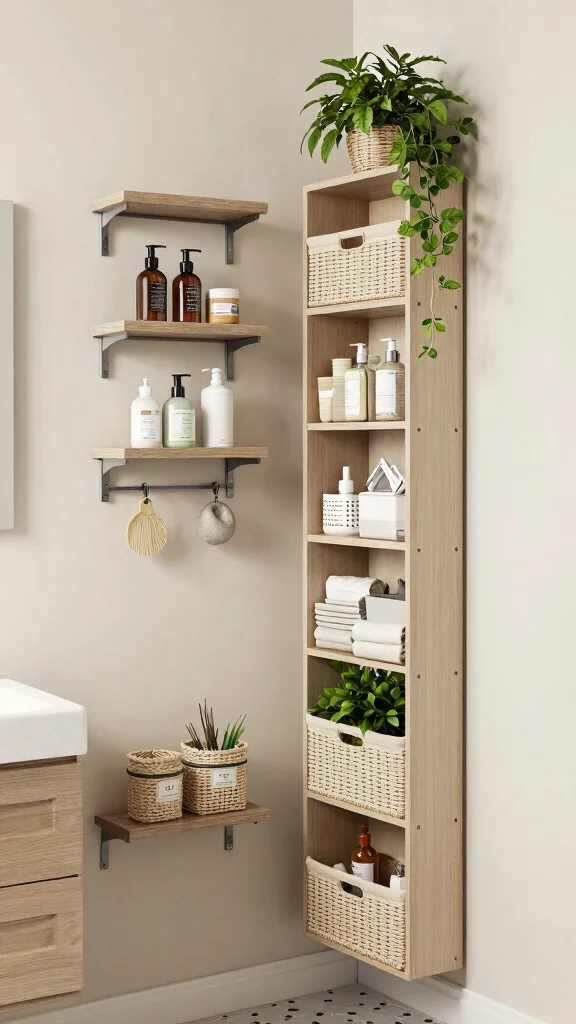 13 Small Bathroom Decor Ideas to Maximize Style in a Tight Space - 4. Compact Storage Solutions: Utilizing Vertical Space 1