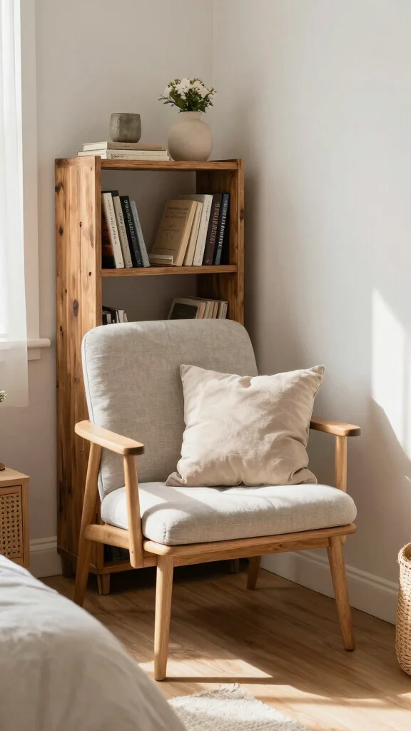 14 Bedroom Decor Ideas for Every Style, Budget, and Room Size - 14. Cozy Reading Nook: Eco-Friendly Furniture 1